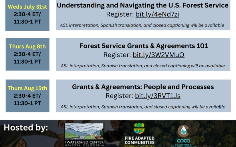 Understanding Forest Service Grants and Agreements Webinar Series